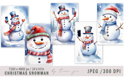 Christmas cute snowman illustrations for prints - 5 Jpeg