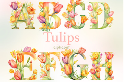 Tulips Alphabet Clipart | Flowers Invitation For Wedding