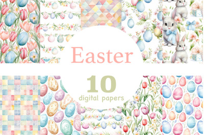 Easter Pastel Digital Paper | Spring Seamless Pattern Set