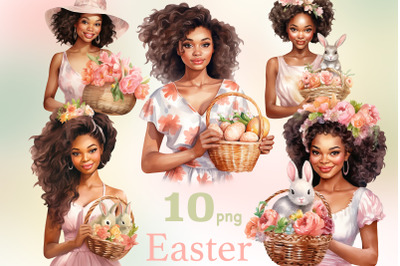 Easter Pastel Clipart | Black Woman Clipart