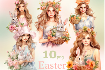 Easter Pastel Clipart | Spring Girl PNG