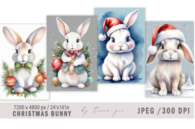 Christmas cute bunny illustrations for prints - 4 Jpeg