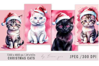 Christmas cute cat illustrations for prints - 4 Jpeg