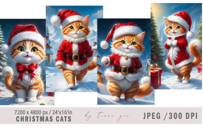 Christmas cute cat illustrations for prints - 4 Jpeg