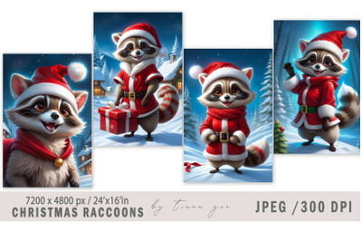Christmas cute raccoon illustrations for prints - 4 Jpeg