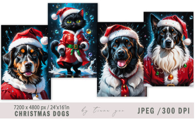 Cute Christmas dog illustrations for prints- 4JPEG
