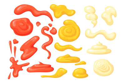 Cartoon sauce stains. Mayonnaise stain sauce splash american ketchup d