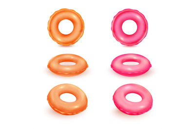 3d inflatable rings. Isolated rubber ring wheel, pool toys swim sea ba