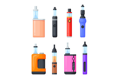 Electric cigarette. Hipster electronic cigarettes, ecig cartoon vape c