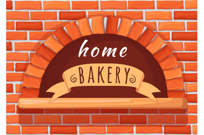 Home bakery oven. Brick stone firewood stove for baking bread, cooking