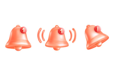 3d message bell. Morning notification free conversation icon, sign exc