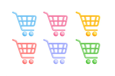 Hypermarket cart icon. 3d icons trolley grocery shop business retailme