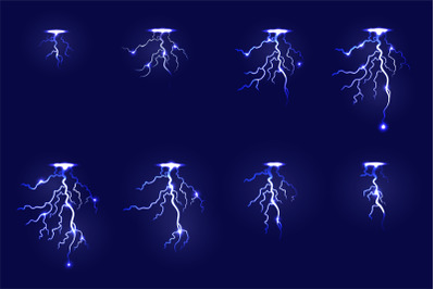 Lightning animation. Animated thunder ground fx effect cartoon electri