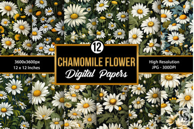 Chamomile Flowers Pattern Digital Papers