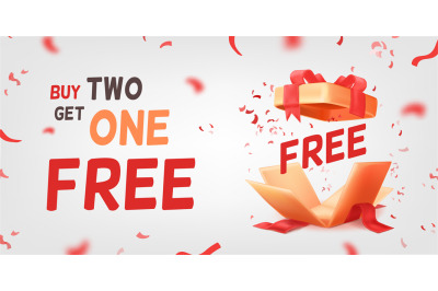 Free prize 3d. Giveaway gifts shopping offer trendy banner&2C; buy 1 get