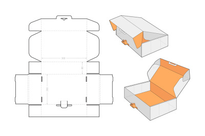 Cardboard box assembly. Unwrapped pack blueprint retail packaging cut