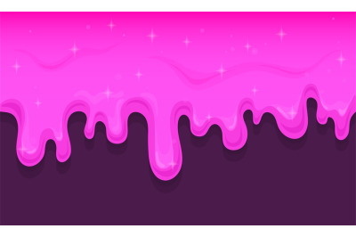 Pink slime. Glitter drip bubble gum or strawberry jelly, texture sweet