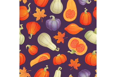 Autumn squash pattern. Pumpkin seamless print for scrapbook, halloween