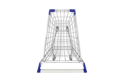 Supermarket trolley top. Photo realistic shop trolly cart above view,