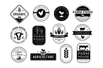 Stencil farm business emblems. Rancho mark&2C; agriculture label and farm