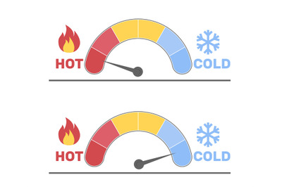 Cold and hot temperature sensor readings. Speedometer, radial gauge sc