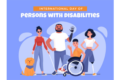 International day of persons with disabilities. Social poster, smiling