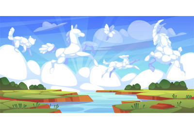 Animal clouds landscape. Summer nature background&2C; sky with white cumu