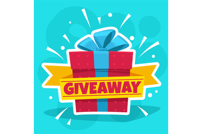 Giveaway winner card. Congratulate and promotional posters. Web banner