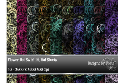 Flower Dot Swirl Digital Papers 300 DPI Graphic