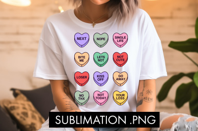 Anti Valentine Candy Hearts PNG Sublimation