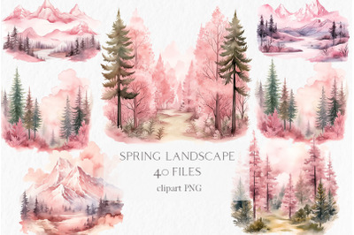 Watercolor spring clipart