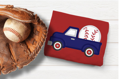 Vintage Truck with Baseball | Applique Embroidery