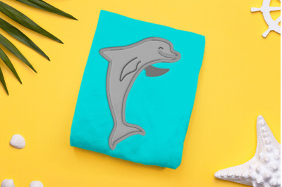 Waving Dolphin | Applique Embroidery