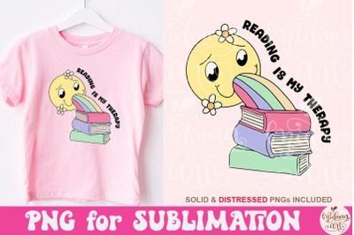 Reading is My Therapy PNG, Book lover Sublimation