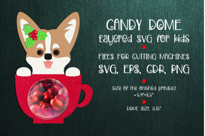 Corgi Dog in a Cup | Candy Dome | Christmas Ornament | Paper Craft Tem