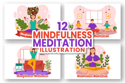 12 Mindfulness Meditation Illustration