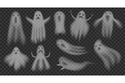 Transparent ghost. Translucent ghosts shadow halloween spooky creature