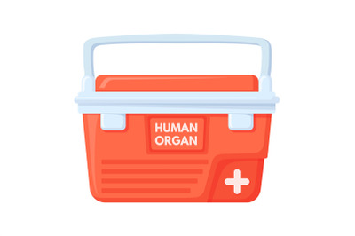 Organ transplantation box. Transport cooler bag for donation organs, m