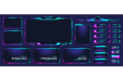 Game stream frames. Glow theme for live conference of gaming streamers