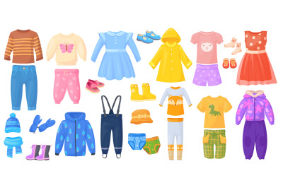 Kids seasonal outfit. Baby child autumn winter spring summer clothes,