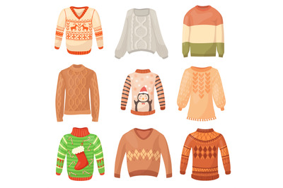 Cartoon wool sweater. Warm knit jumpers, children sweatshirt winter cl