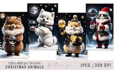 Cute Christmas dog illustrations for prints- 4 JPEG
