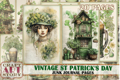 St Patrick&#039;s Day Junk Journal Kit,Printable Collage Pages