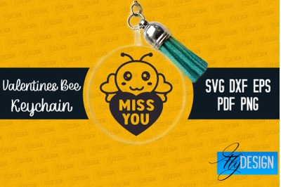 Valentine&#039;s Bee Keychain SVG | Valentine&#039;s Day SVG | SVG File