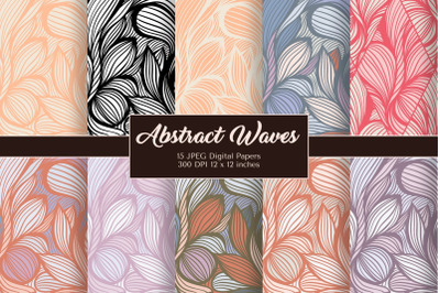 Abstract Waves Digital Papers Line Art Pastel Color Wavy Lines Seamles