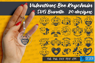 Valentine&#039;s Bee Keychain SVG | Valentine&#039;s Day SVG | SVG File