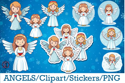 Angels. Clipart. Stickers