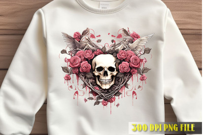 Skull and Roses Heart