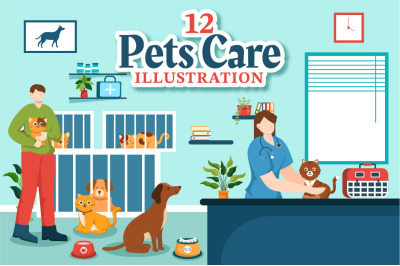 12 Pets Care Illustration