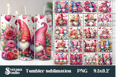 Valentine cute gnome flower tumbler bundle wrap 20 Oz